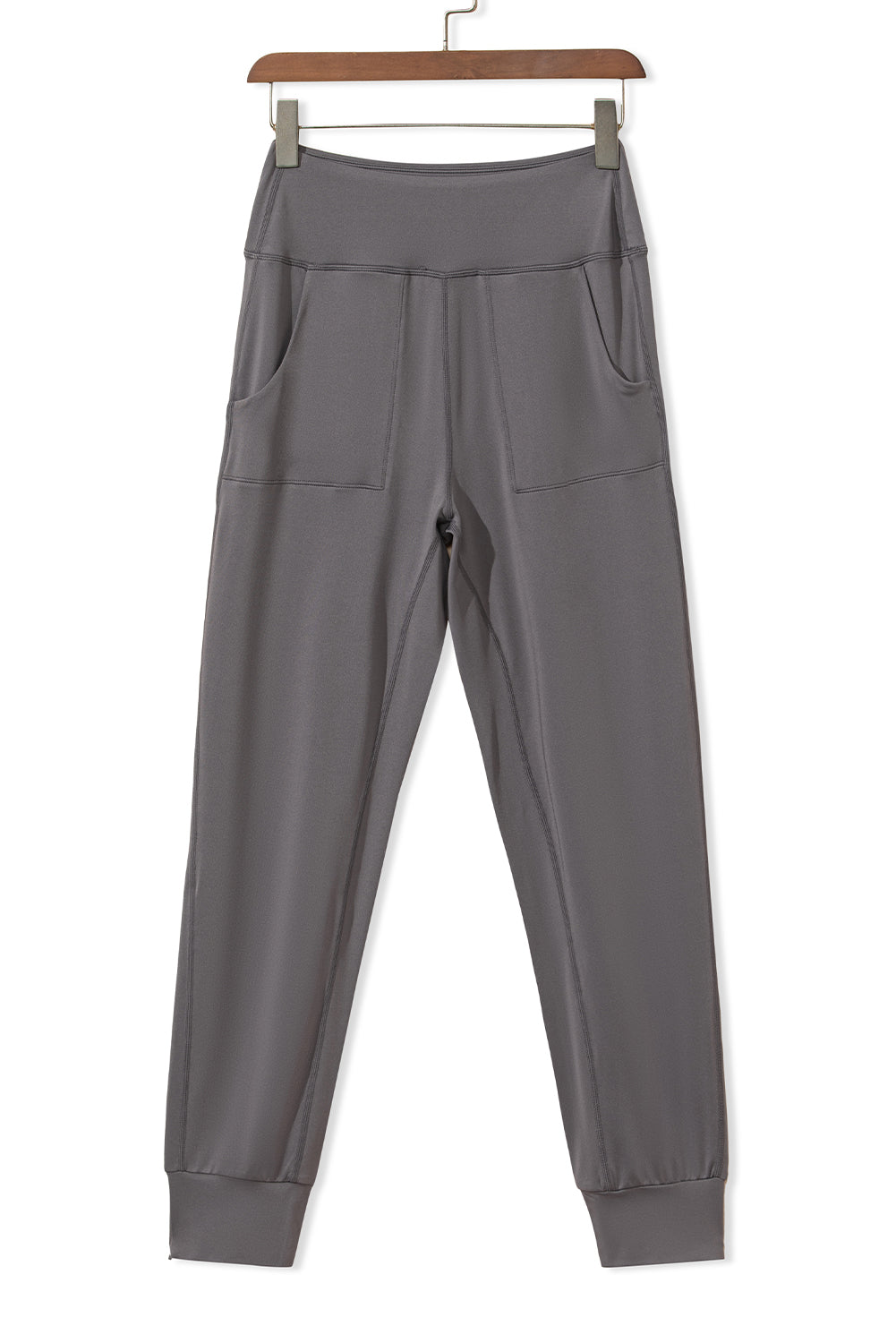 Medium Grey Exposed Seam High Waist Pocketed Joggers