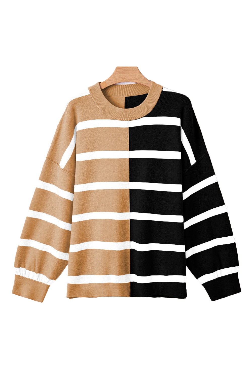 Blue Stripe Exposed Seam Patchwork Loose Sweatshirts