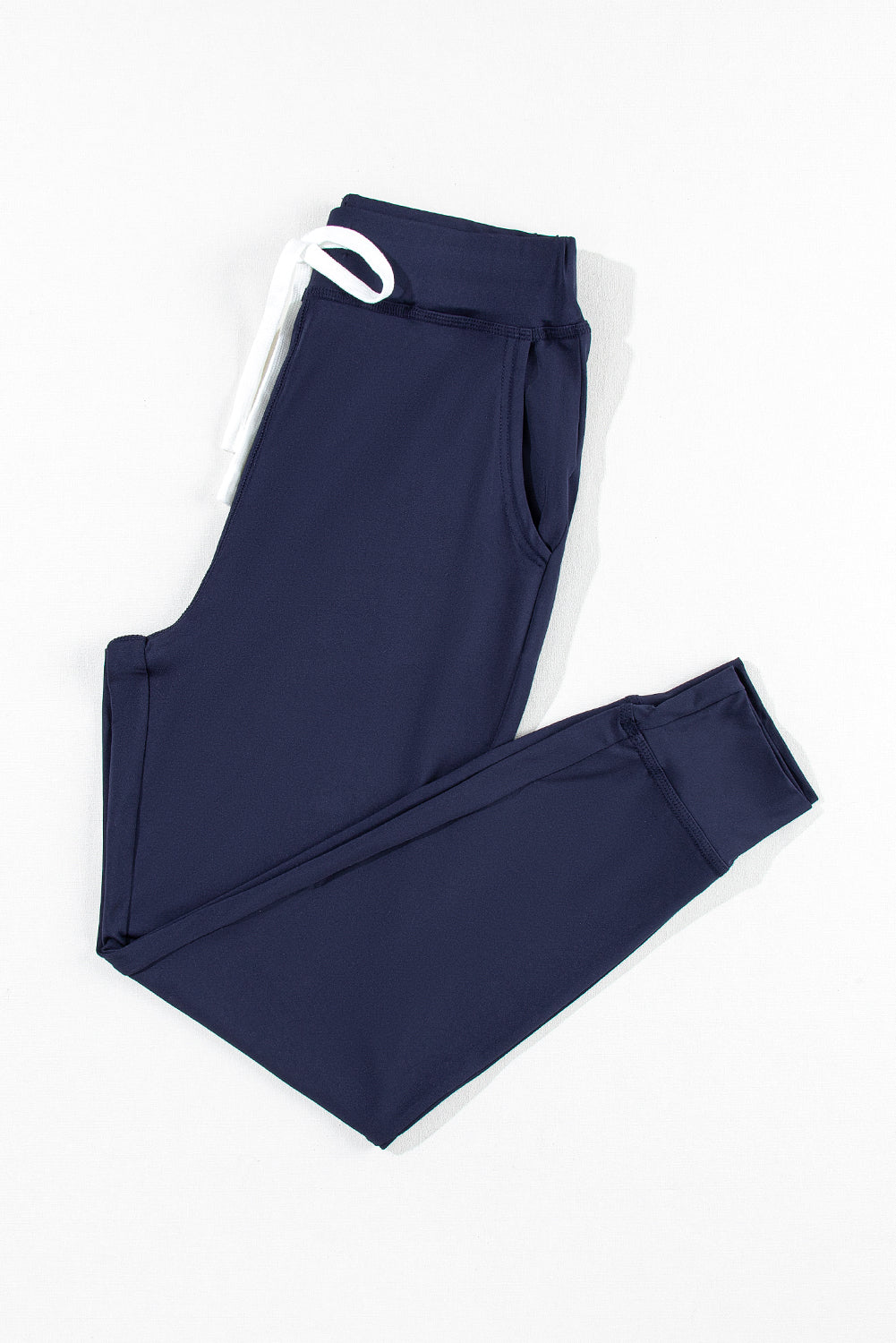 Navy Blue Casual Drawstring Drop Waist Pocketed Joggers