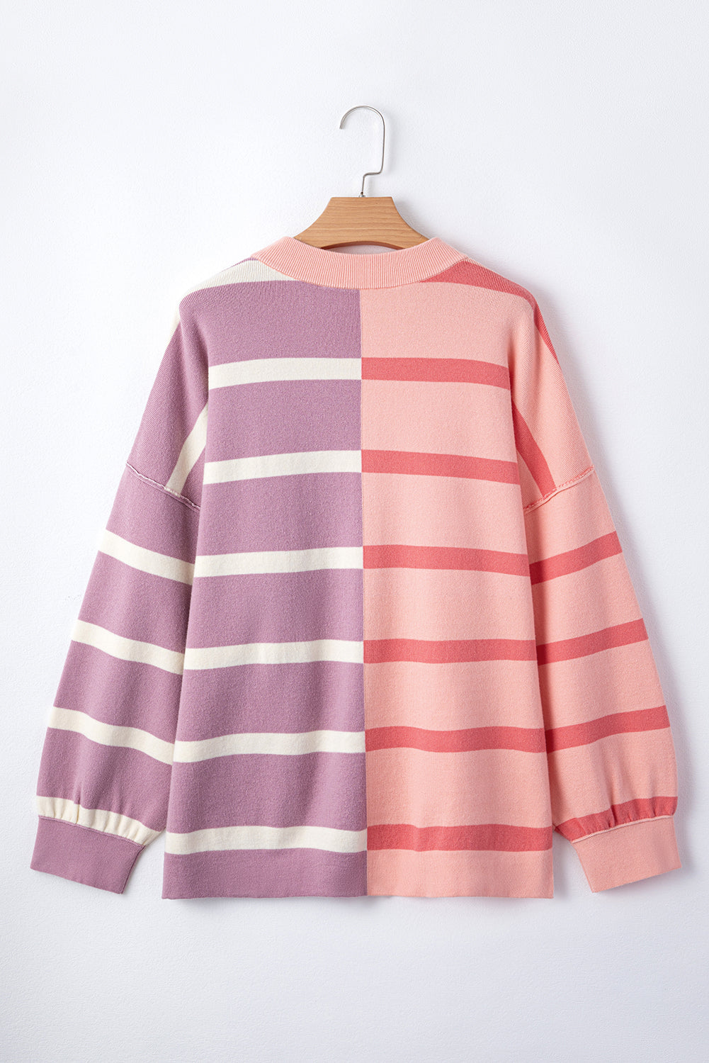 Blue Stripe Exposed Seam Patchwork Loose Sweatshirts