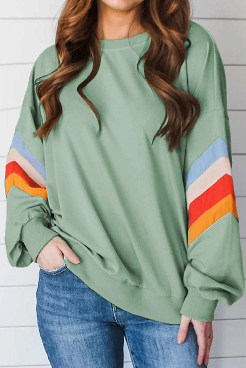 Flamingo Patchwork Drop Sleeve Loose Sweatshirt