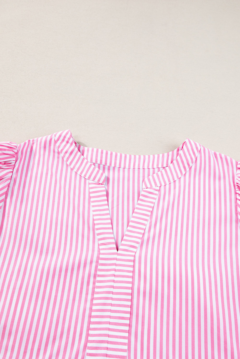 Pink Ric Rac Puff Short Sleeve Striped Flowy Plus Dress