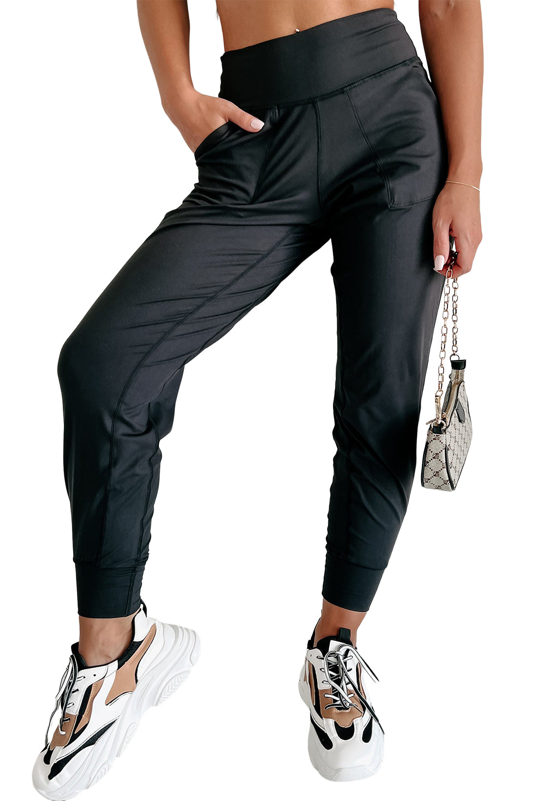 Medium Grey Exposed Seam High Waist Pocketed Joggers