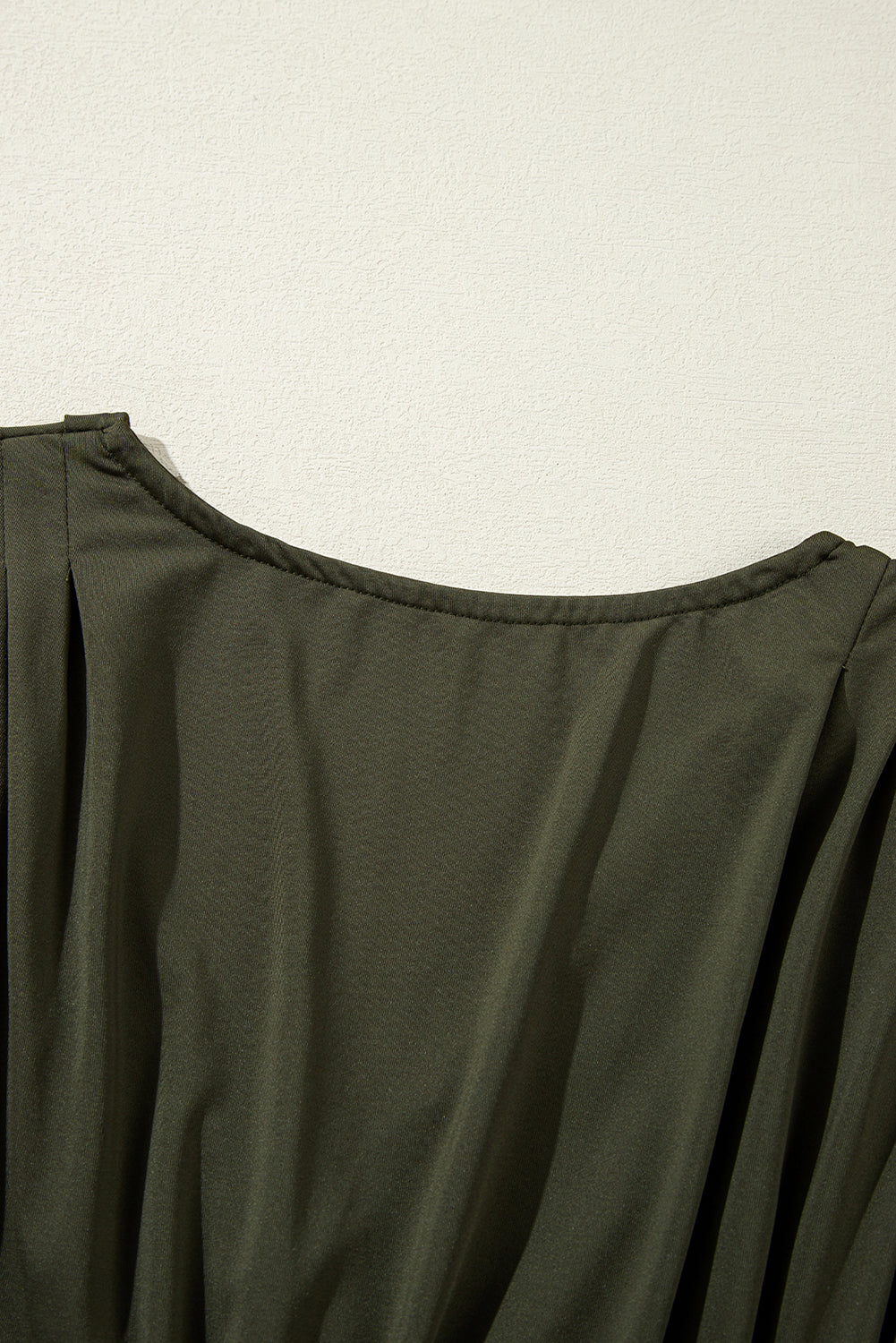 Moss Green Wrap V Neck Ruched Long Sleeve Bodysuit